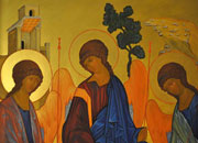 Кликните для увеличения. Икона Святой Троицы. Фрагмент.