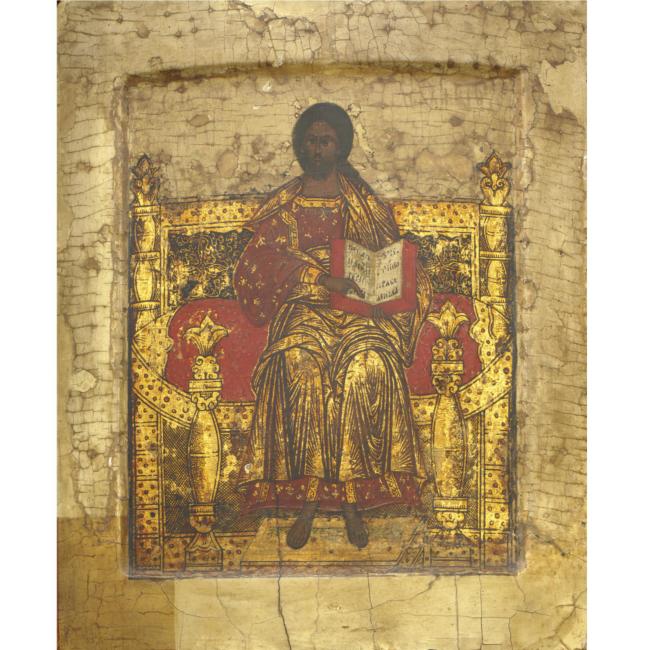 Христос на троне. Неизвестный мастер. Россия, XVII в. Дерево, темпера, позолота. Частная коллекция